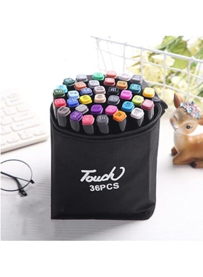 Alcohol-based colored markers for drawing, sketching, and art supplies - (36 markers)